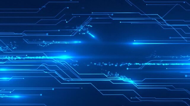 Dynamic blue tech lines flow rhythmically, perfect for seamless digital presentations