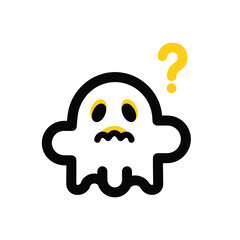 Confused Ghost Illustration With Question Mark On White Background