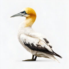 Obraz premium Northern Gannet Realistic Detailed Bird Isolated on White Backgroundf