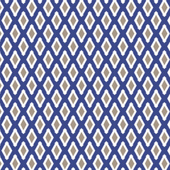 Seamless Geometric Diamond Pattern – Tan, White, and Blue Abstract Background for Textile and Digital Design