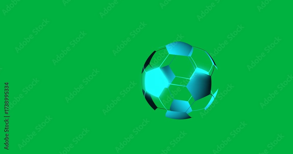 Canvas Prints animation of blue soccer ball rotating on transparent background