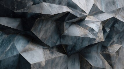 Abstract dark geometric background with faceted shapes and gold veins, a modern textured polygonal surface.