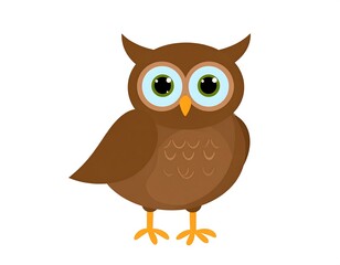 Fototapeta premium Illustration of a Cute Brown Owl on a White Background