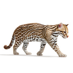 Obraz premium Ocelot Cat Realistic Illustration Isolated on White Background
