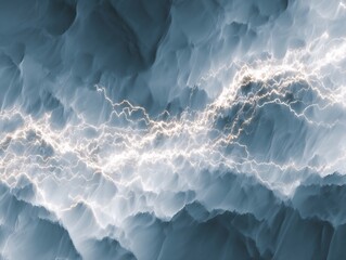 Abstract digital illustration of a luminous electric lightning bolt across a dynamic, undulating blue-gray and white fluid background, symbolizing power and energy.