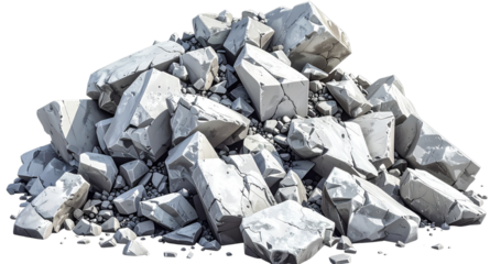3D Render, Realistic, Small Rock Aggregate, Sharp Edges, Industrial Elements, Cut Out on Transparent.