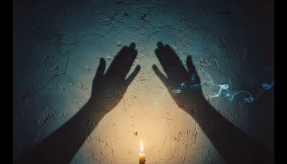 Candlelight Spell Hands Casting Mystical Shadows