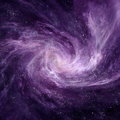 Vibrant Purple Spiral Galaxy with Shimmering Stars in Deep Space