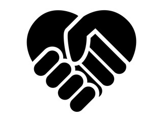 Hand Palm Care Love Icon with Heart Handshake Symbol, Vector Illustration