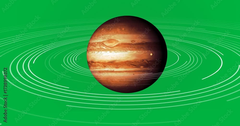 Wall mural animation of orange planet rotating on transparent background