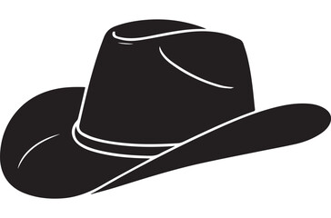 Black Cowboy Hat Silhouette with White Accents western