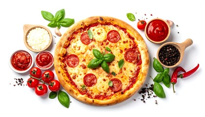 Pepperoni pizza on white