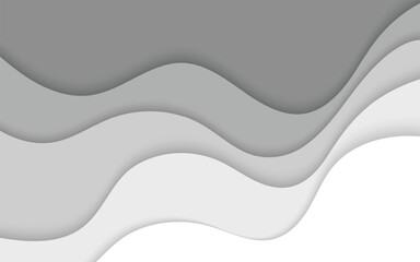 Minimal Gray Abstract Background with Layered Wavy Paper Cut Design. Illustration vector 10 eps.