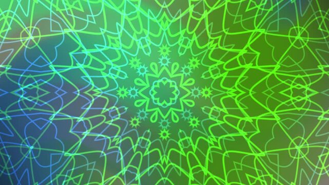 Green symmetrical kaleidoscope overlay pattern suitable for background designs, textiles, and prints. Perfect for yoga mats, home decor, and stationery.