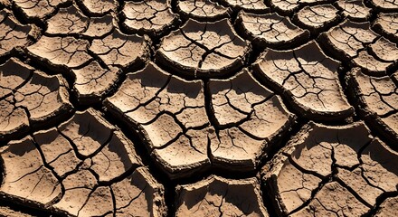 Cracked Earth Texture Close Up Dry Arid Landscape Pattern.