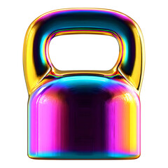 Vibrant metallic kettlebell icon with rainbow color gradient on transparent background
