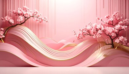 Pink blossoms, wavy design