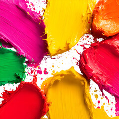 Vibrant paint swatches abstract design with transparent background