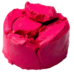 Vibrant pink solid substance with fractures and rough texture