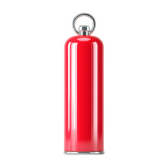 Vibrant red cylinder with metallic accents on transparent background