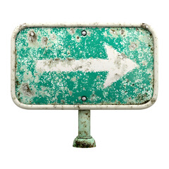 Vintage arrow sign with weathered texture and transparent background