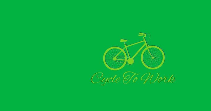 Animation of cycle to work day and bike on transparent background