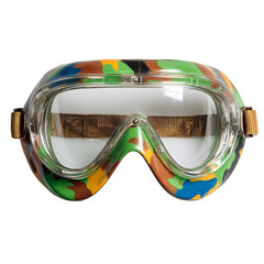 Vintage camouflage goggles isolated on transparent background