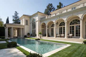 Fototapeta premium Large house with a pool and a patio