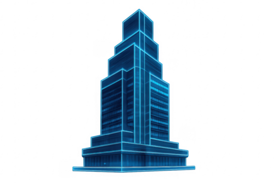 Building blueprint displaying futuristic architecture technology on transparent background