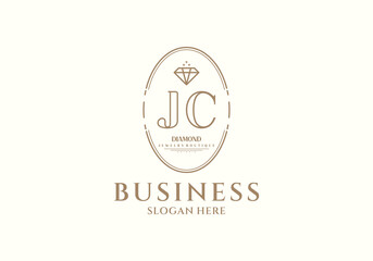 Elegant JC Monogram Logo with Diamond Accent for Business and Jewelry