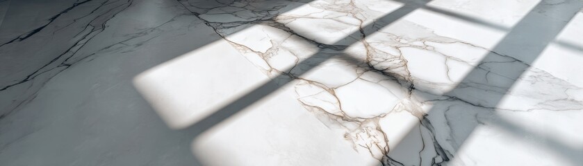 Elegant marble floor with natural light and shadow patterns.