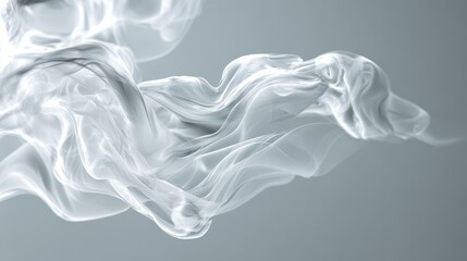Elegant, flowing smoke texture against a soft gray background.