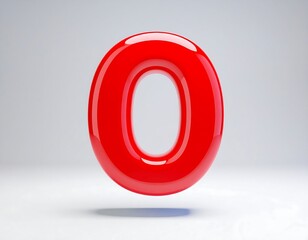 Sleek three-dimensional red zero, representing null value, boundless potential, and a clean slate