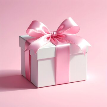 Pink gift box with satin ribbon