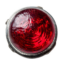 Vintage red glass lens with metal trim