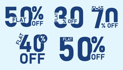 Modern sale discount banner set with bold typography, flat design, and blue color theme. Perfect for e-commerce, marketing.