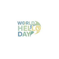 World hello day text graphic with abstract design isolated on transparent background