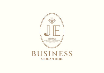 Elegant JE Monogram Logo with Diamond Accent for Business and Jewelry