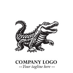 Black and White Crocodile Logo in Minimalist Modern Vector Design for Branding and Creative Identity