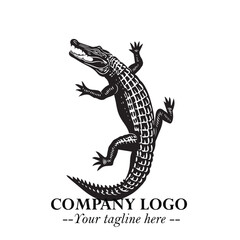 Black and White Crocodile Logo in Minimalist Modern Vector Design for Branding and Creative Identity