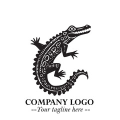 Black and White Crocodile Logo in Minimalist Modern Vector Design for Branding and Creative Identity