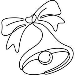 christmas bell one line icon for decoration, website, web, mobile app, printing, banner, logo, poster design, etc.