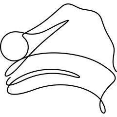 santa claus hat one line icon for decoration, website, web, mobile app, printing, banner, logo, poster design, etc.