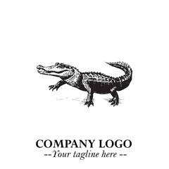 Black and White Crocodile Logo in Minimalist Modern Vector Design for Branding and Creative Identity