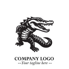 Black and White Crocodile Logo in Minimalist Modern Vector Design for Branding and Creative Identity