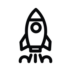 Rocket launch line icon, start up and innovation symbol, simple outline style on white background