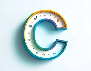 Vibrant and Multi-layered Letter C Design with Nature-Inspired Elements for Creative Concepts