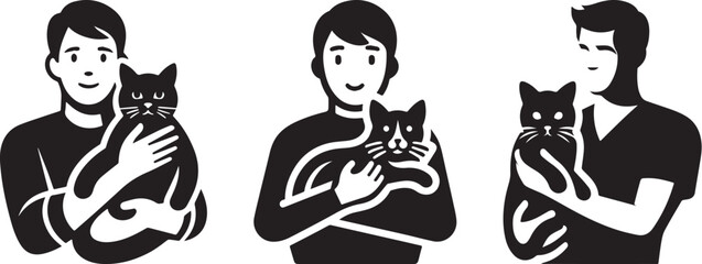 Man holding a cat in his arms.