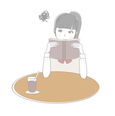 本を読む女子生徒