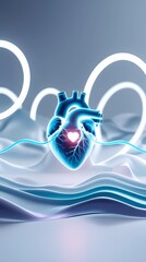 Futuristic Fitness Heart Rate Hologram, Business Health Data Visualization
